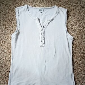 BKE White Button-Detail Tank Top